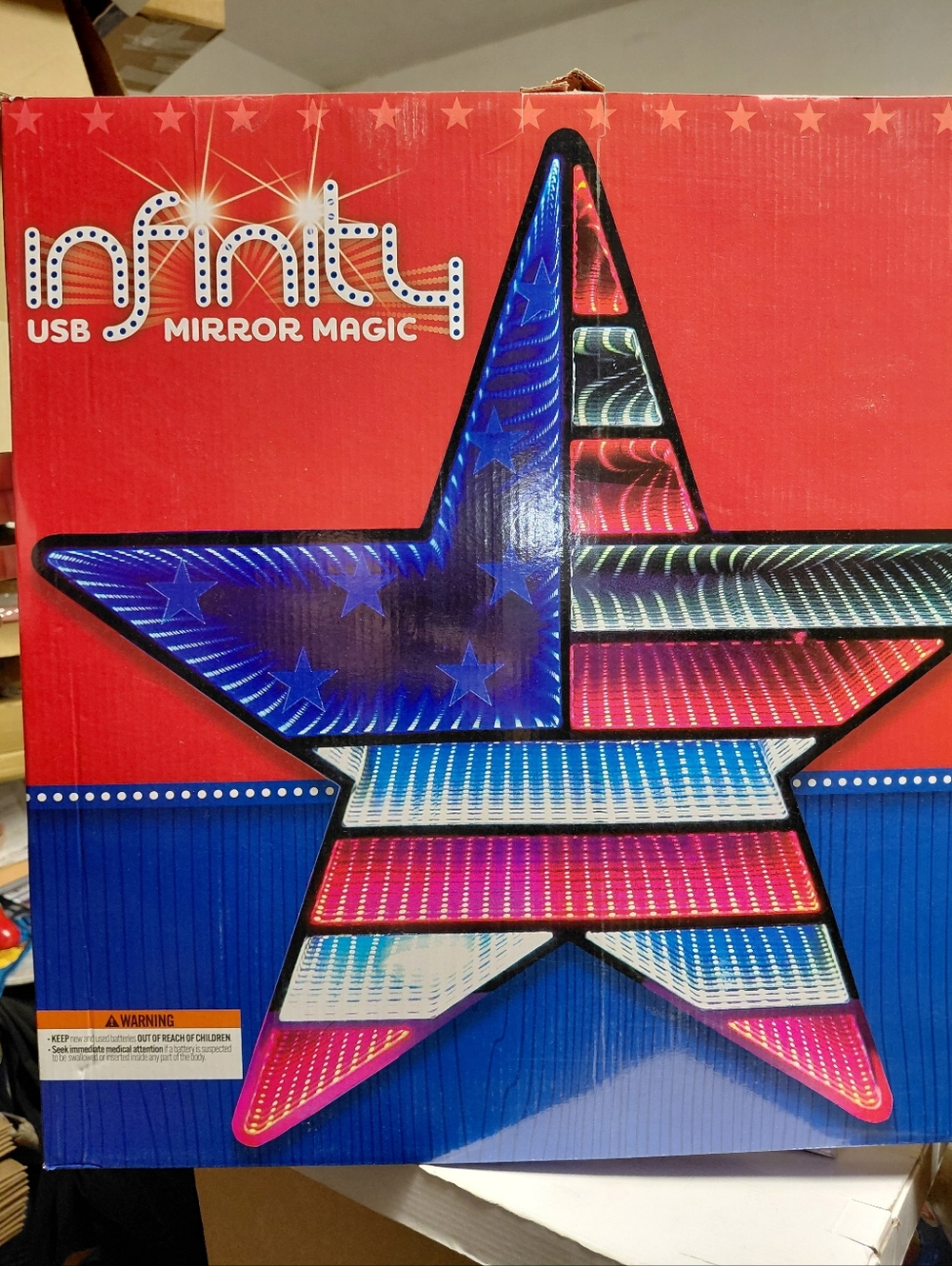 NFINITY USB Mirror Magic Star Red, Blue, White Fourth of July Independence Wall
